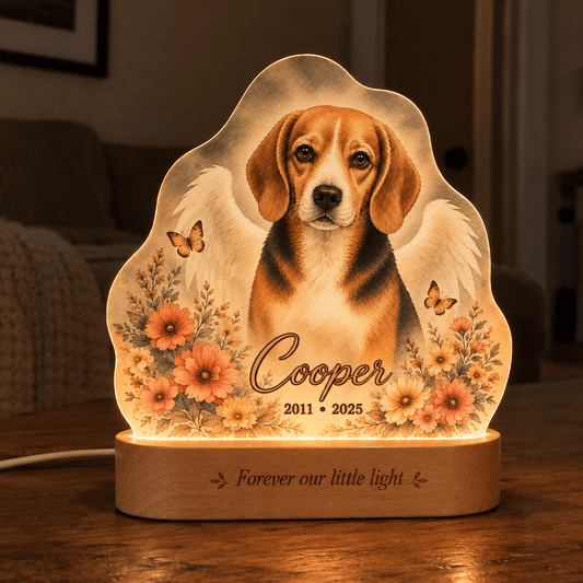 Custom Dog Memorial Night Light Angel Wings - Everfondly