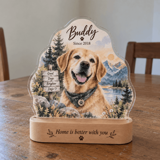 Personalized Lakeside Forest Dog Night Light with Photo & Name - Everfondly