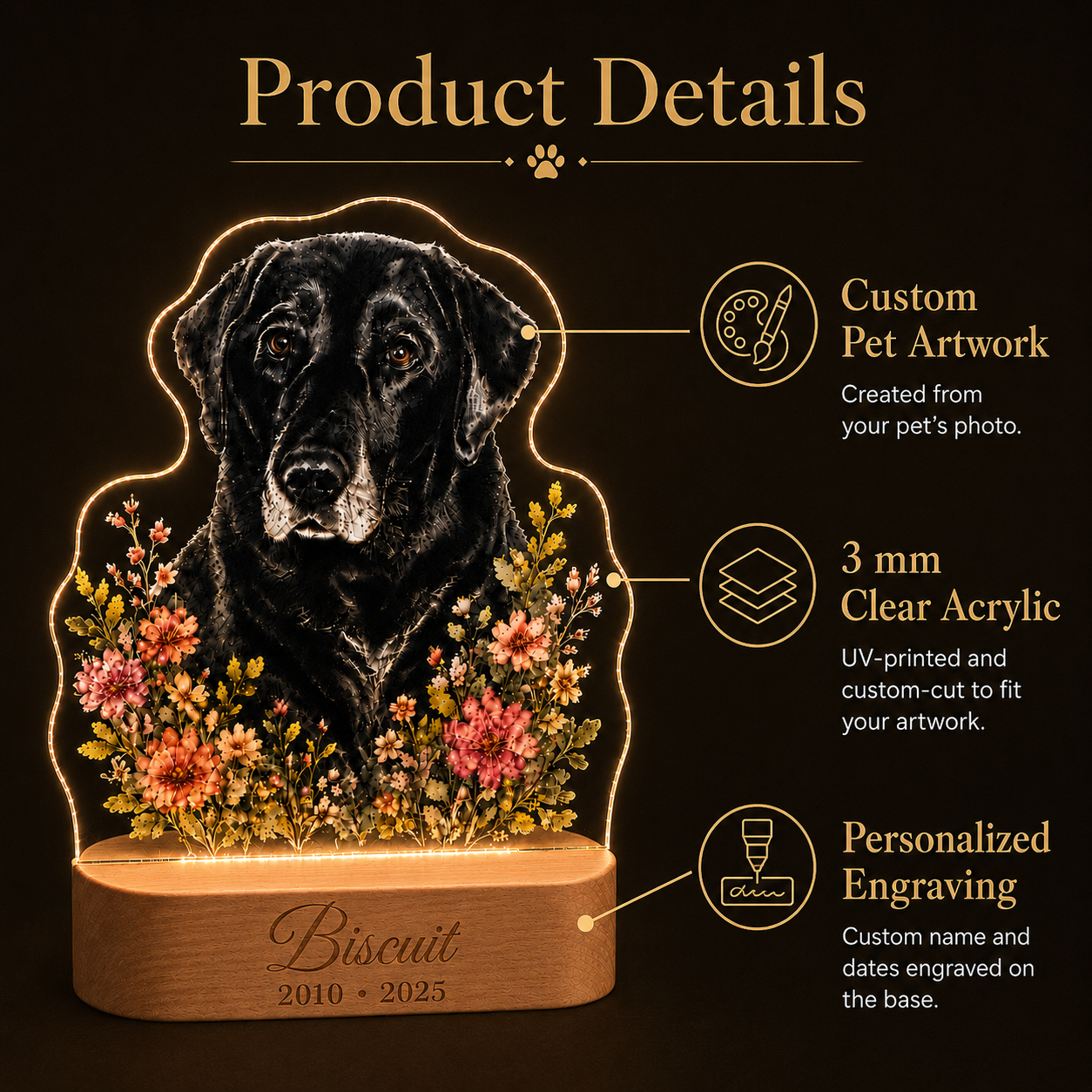 Personalized Dog Memorial Night Light