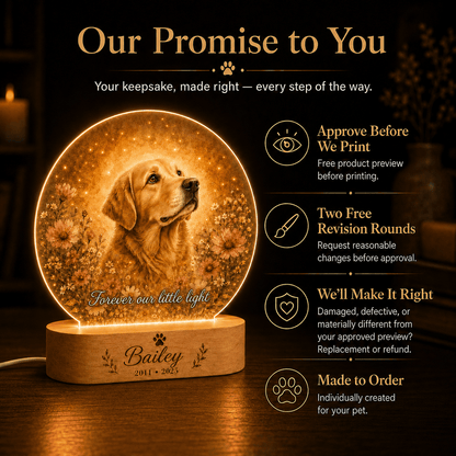 Personalized Dog Memorial Night Light – Watercolor Pet Keepsake - Everfondly