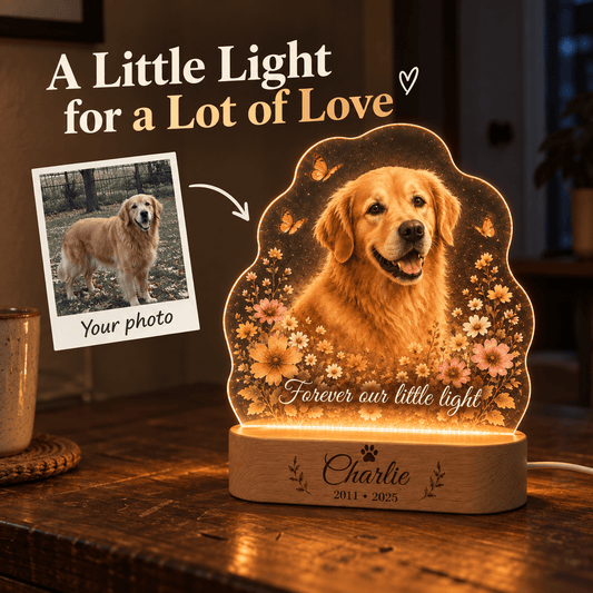 Custom Dog with Butterflies Memorial Night Light - Everfondly