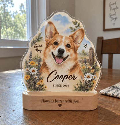 Personalized Country Garden Dog Night Light with Photo & Name – Dog Lover Gift - Everfondly