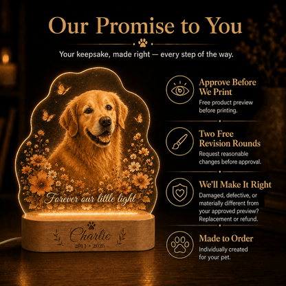 Custom Dog with Butterflies Memorial Night Light - Everfondly