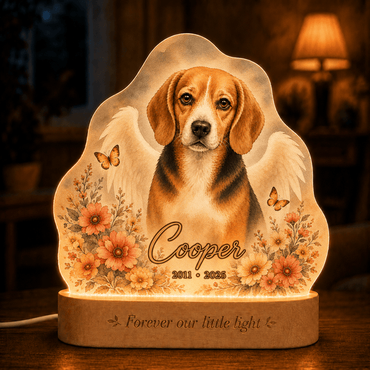 Custom Dog Memorial Night Light Angel Wings