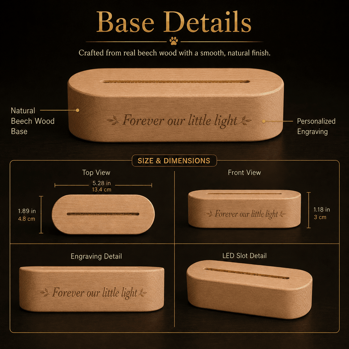 Custom Dog Memorial Night Light with Name and Quote - Everfondly