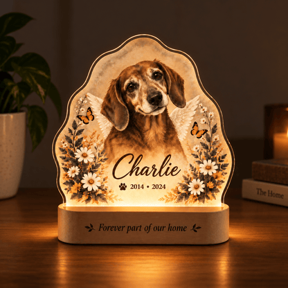 Custom Dog Memorial Night Light Angel Wings Butterflies