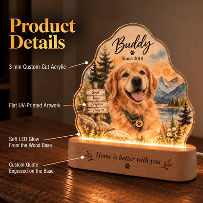 Personalized Lakeside Forest Dog Night Light with Photo & Name - Everfondly