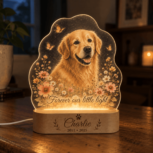 Custom Dog with Butterflies Memorial Night Light - Everfondly