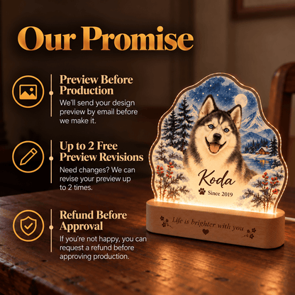 Personalized Winter Night Dog Night Light with Photo & Name - Everfondly