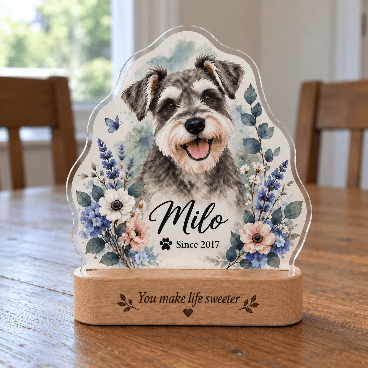 Personalized Lavender Dog Night Light with Photo & Name – Dog Lover Gift - Everfondly