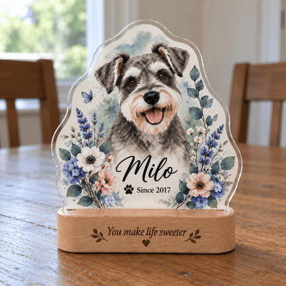 Personalized Lavender Dog Night Light with Photo & Name – Dog Lover Gift - Everfondly