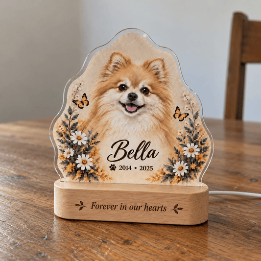 Personalized Dog Memorial Night Light – Floral Tribute - Everfondly