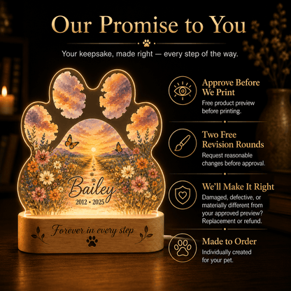 Personalized Dog Memorial Paw Night Light - Everfondly