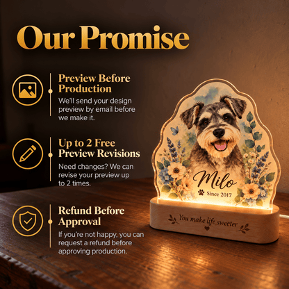 Personalized Lavender Dog Night Light with Photo & Name – Dog Lover Gift - Everfondly