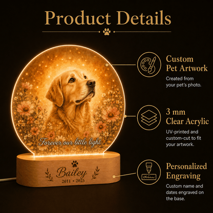 Personalized Dog Memorial Night Light – Watercolor Pet Keepsake - Everfondly