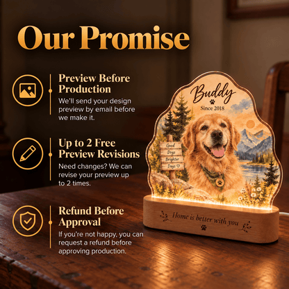 Personalized Lakeside Forest Dog Night Light with Photo & Name - Everfondly