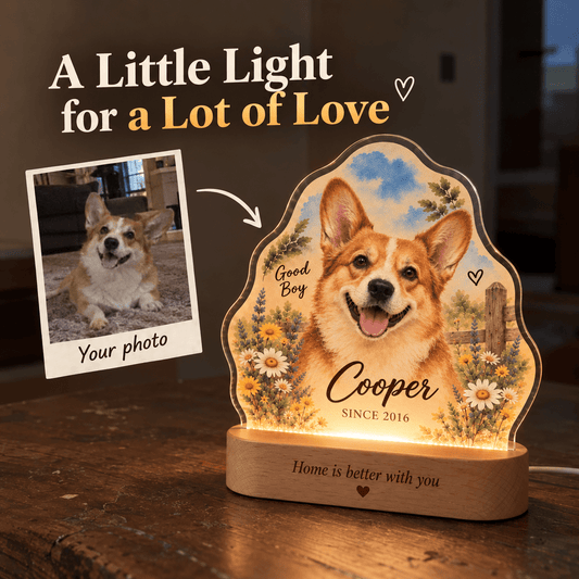 Personalized Country Garden Dog Night Light with Photo & Name – Dog Lover Gift - Everfondly