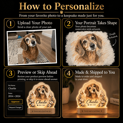 Custom Dog Memorial Night Light with Angel Wings Butterflies - Everfondly