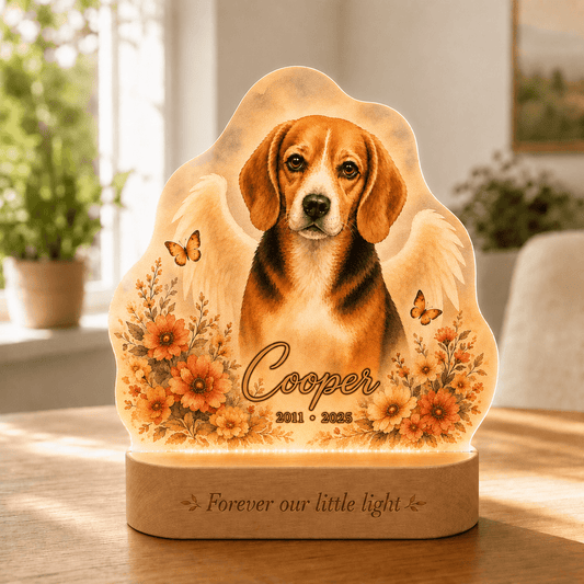 Custom Dog Memorial Night Light Angel Wings - Everfondly
