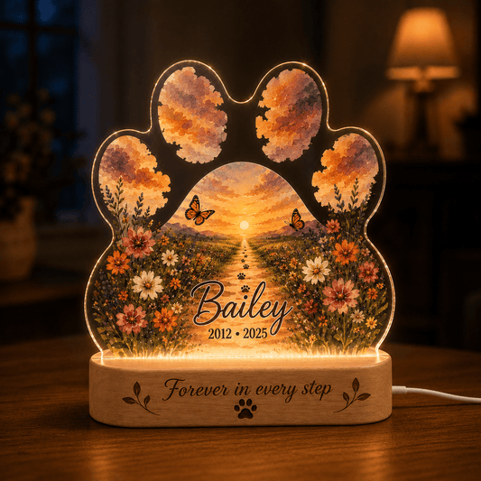 Personalized Dog Memorial Paw Night Light