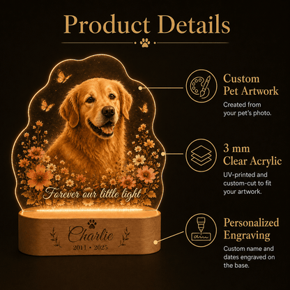 Custom Dog with Butterflies Memorial Night Light - Everfondly