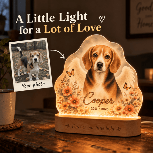 Custom Dog Memorial Night Light Angel Wings - Everfondly