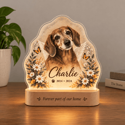 Custom Dog Memorial Night Light with Angel Wings Butterflies - Everfondly