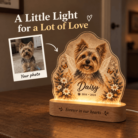 Personalized Dog Memorial Night Light – Angel Wings - Everfondly
