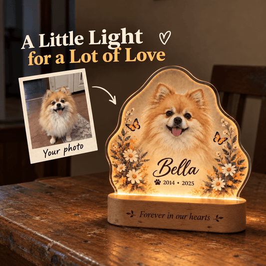 Personalized Dog Memorial Night Light – Floral Tribute - Everfondly