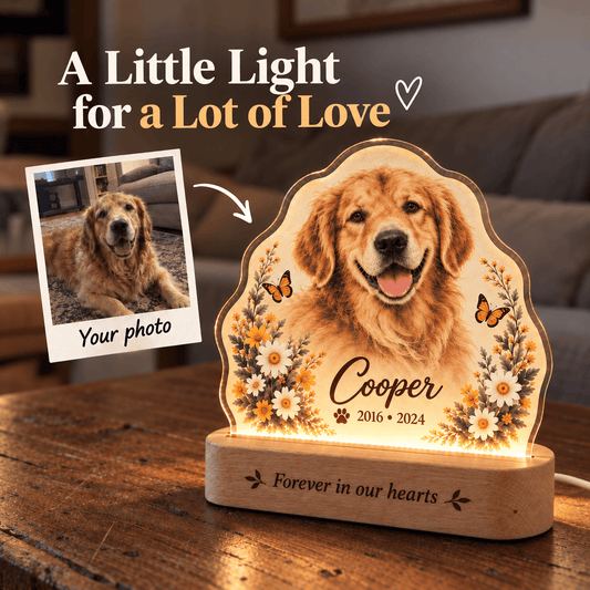 Personalized Dog Memorial Night Light from Photo – Custom Pet Keepsake - Everfondly