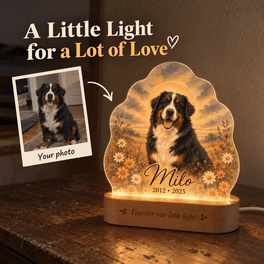 Personalized Sunrise Dog Memorial Night Light with Photo & Name - Everfondly