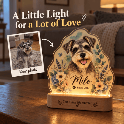 Personalized Lavender Dog Night Light with Photo & Name – Dog Lover Gift - Everfondly