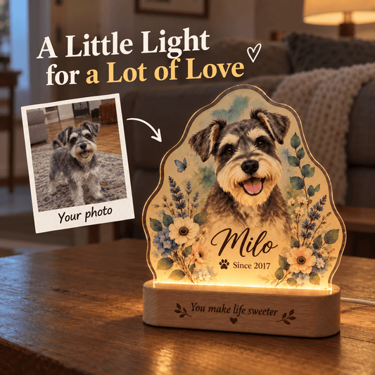 Personalized Lavender Dog Night Light with Photo & Name – Dog Lover Gift - Everfondly