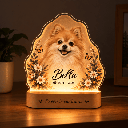 Personalized Dog Remembrance Lamp Butterfly Daisy Garden