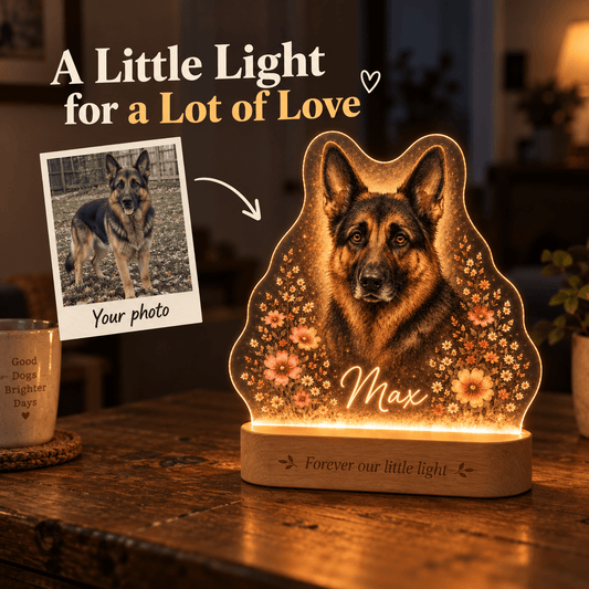 Custom Dog Memorial Night Light with Name and Quote - Everfondly
