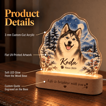 Personalized Winter Night Dog Night Light with Photo & Name - Everfondly
