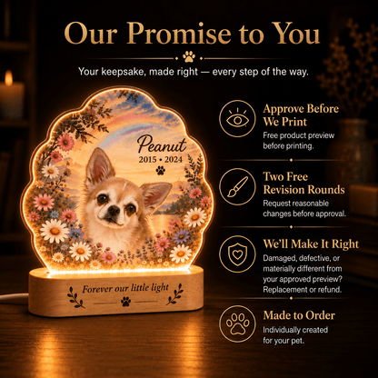 Personalized Rainbow Bridge Dog Memorial Light with Flower Meadow - Everfondly
