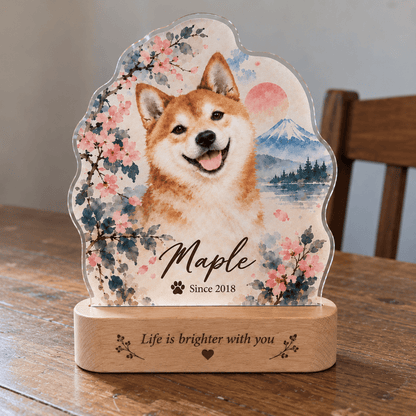 Personalized Cherry Blossom Dog Night Light with Photo & Name - Everfondly