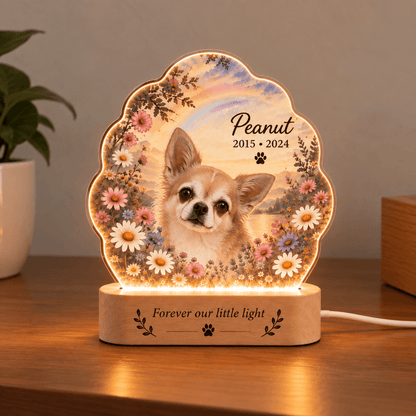 Personalized Rainbow Bridge Dog Memorial Light with Flower Meadow - Everfondly