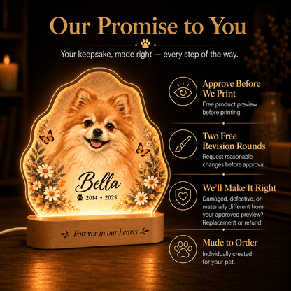 Personalized Dog Remembrance Lamp with Butterfly and Daisy Garden - Everfondly