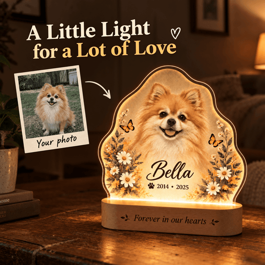 Personalized Dog Remembrance Lamp with Butterfly and Daisy Garden - Everfondly