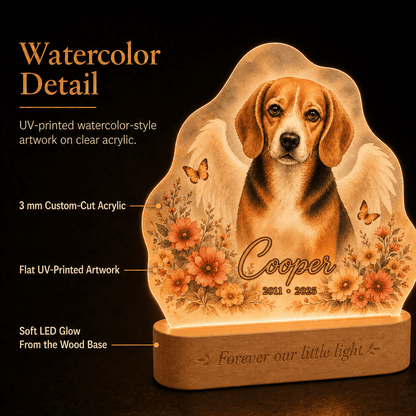 Custom Dog Memorial Night Light Angel Wings - Everfondly