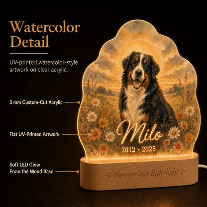 Custom Dog Memorial Night Light Sunset Wildflower - Everfondly
