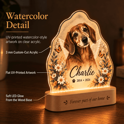Custom Dog Memorial Night Light with Angel Wings Butterflies - Everfondly