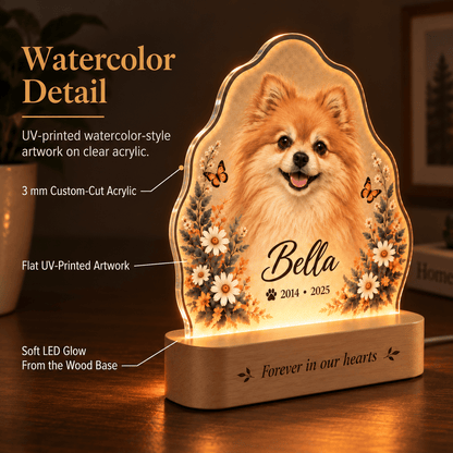 Personalized Dog Remembrance Lamp with Butterfly and Daisy Garden - Everfondly